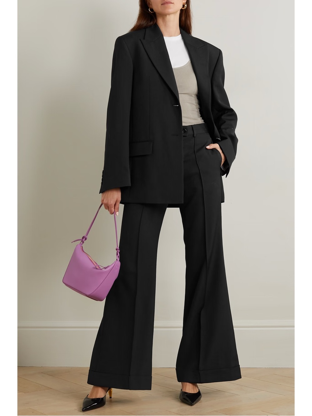 Acne Studios Black Wide-Leg Creased Trousers Pants NWT - SIZE 34
